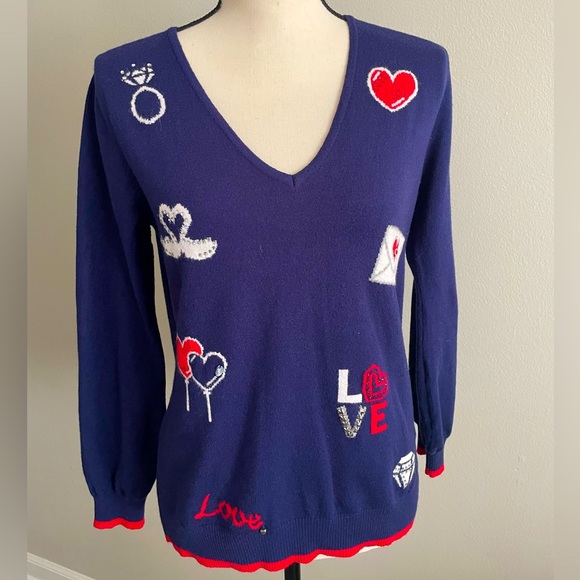 Leo & Ugo Sweaters - Leo & Ugo 'LOVE" Navy Blue Sweater, Medium
